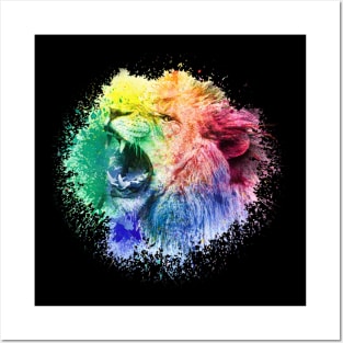 Colorful Angry Lion Head Posters and Art